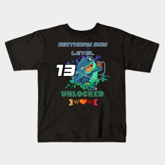 Birthday Boy Level 13 Unlocked Kids T-Shirt by DesingHeven